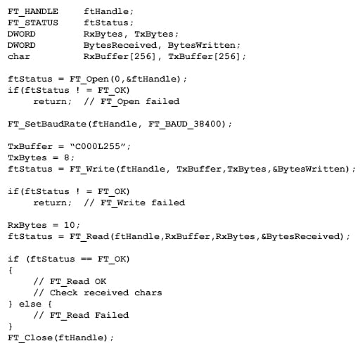 FTDI D2XX Driver Example